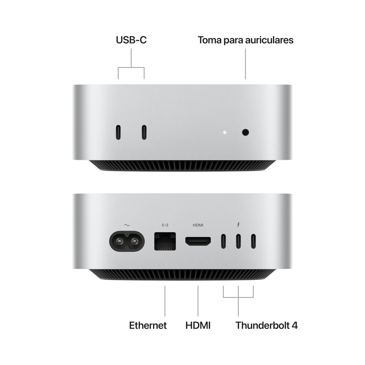 Apple Mac Mini Ordenador de Mesa con Chip M4, CPU de 10 núcleos y GPU de 10 núcleos: diseñado para Apple Intelligence, 16 GB de Memoria unificada, SSD de 256GB, Gigabit Ethernet