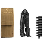 Gerber Multiherramienta con clip para cinturón, transmisión central, apertura con una sola mano, 14 funciones y funda de nylon (compatible con Molle), Negro, 30-001425
