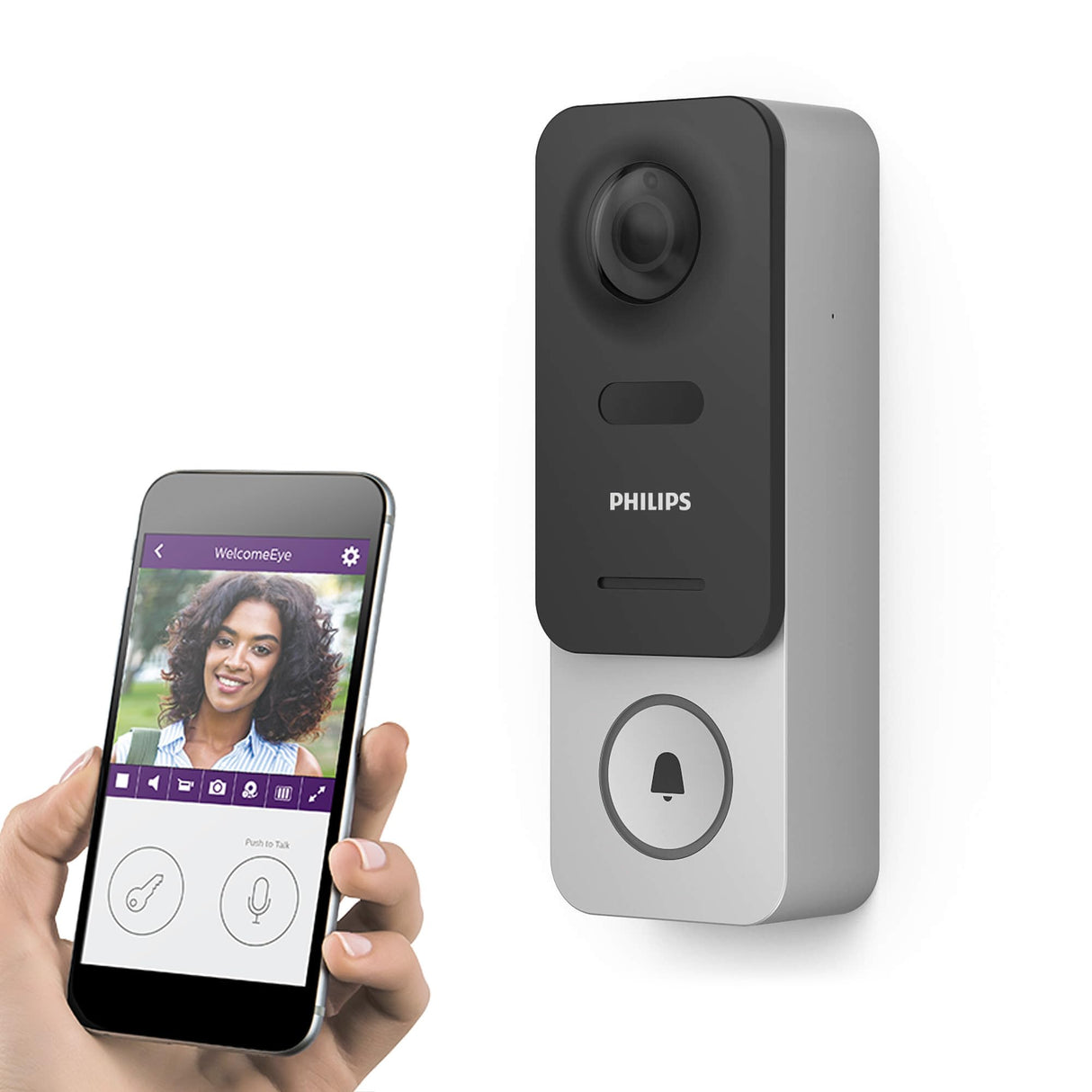WelcomeEye Link - Timbre de vídeo conectado inalámbrico y batería recargable