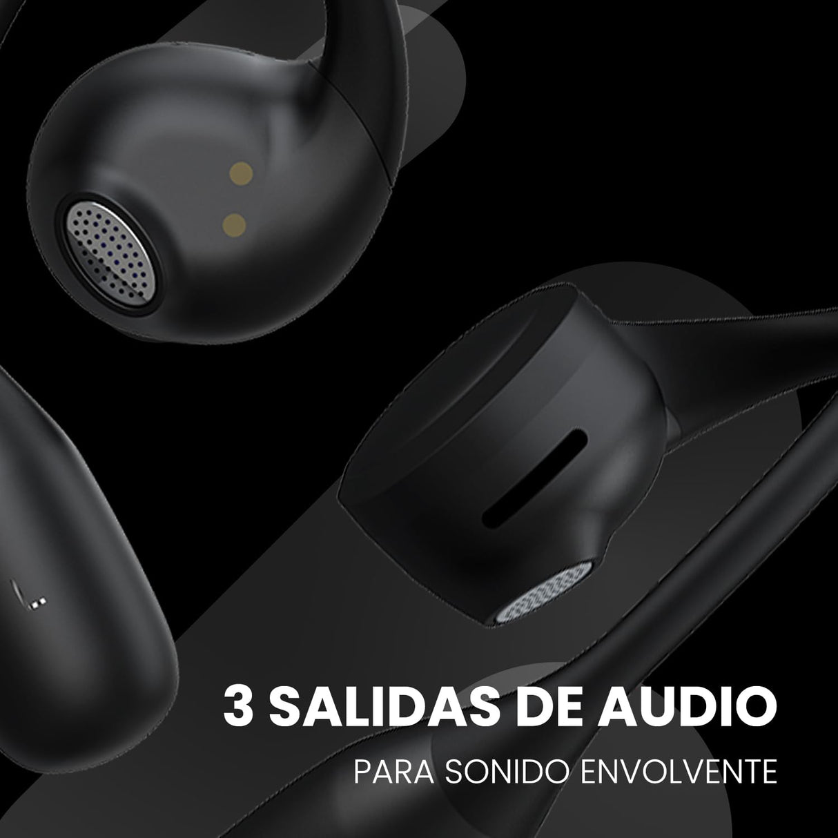 SPC Boost Pro - Auriculares inalámbricos Bluetooth Open-Ear con ENC Cancelación Ruido | 30h de batería | Google Fast Pair | Doble conexión | IPX4 | Control táctil y Asistente de Voz – Negro