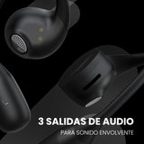 SPC Boost Pro - Auriculares inalámbricos Bluetooth Open-Ear con ENC Cancelación Ruido | 30h de batería | Google Fast Pair | Doble conexión | IPX4 | Control táctil y Asistente de Voz – Negro