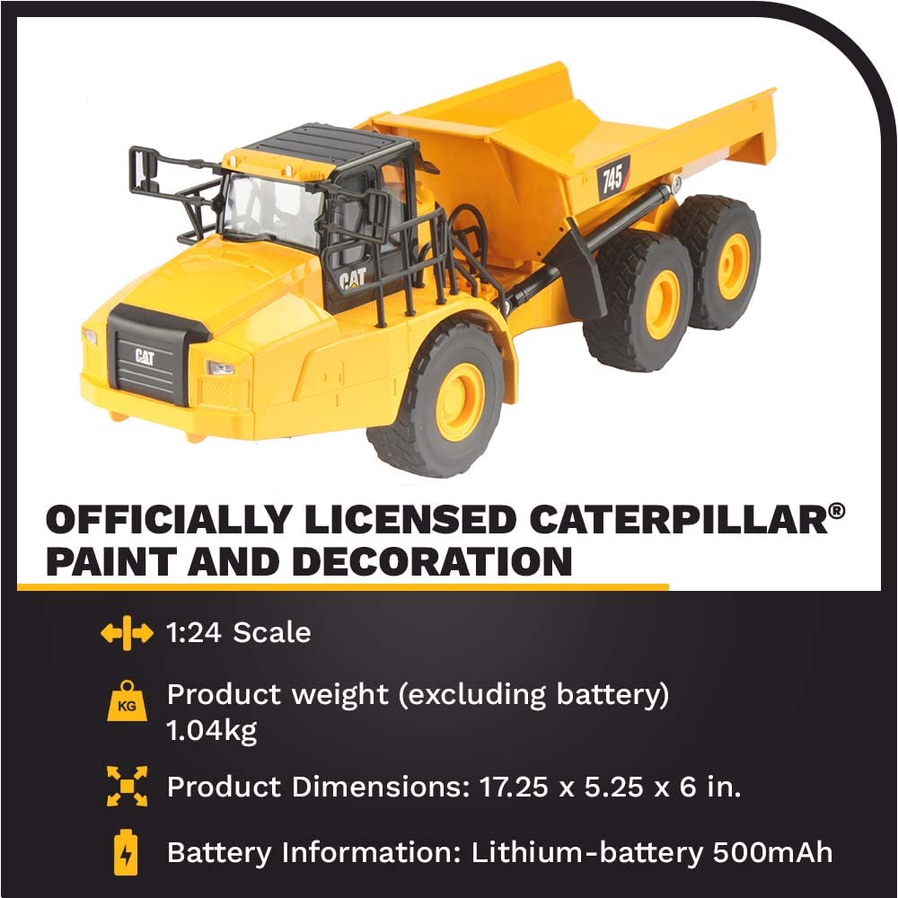 Carrera - 37025004-1:24 RC Cat 745 Articulated Truck - Camión articulado