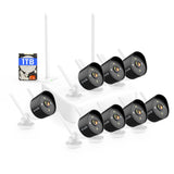 Tenda 2K Kit de Camara Vigilancia WiFi Exterior/Interior sin Cables - 8X 3MP Cámara Seguridad IP de Visión Nocturna en Color con Grabador 8CH 1TB HDD NVR CCTV, Audio Bidireccional, K8W-3TC-1T