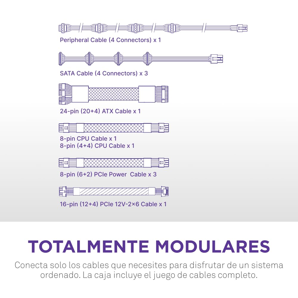 NZXT C1200 Gold ATX 3.1 - Fuente de alimentación para PC Gaming Totalmente Modular de bajo Ruido - 1200 W - 80 Plus Gold - Conector 2×6 de 12 V - Condensadores 100% japoneses - Negra