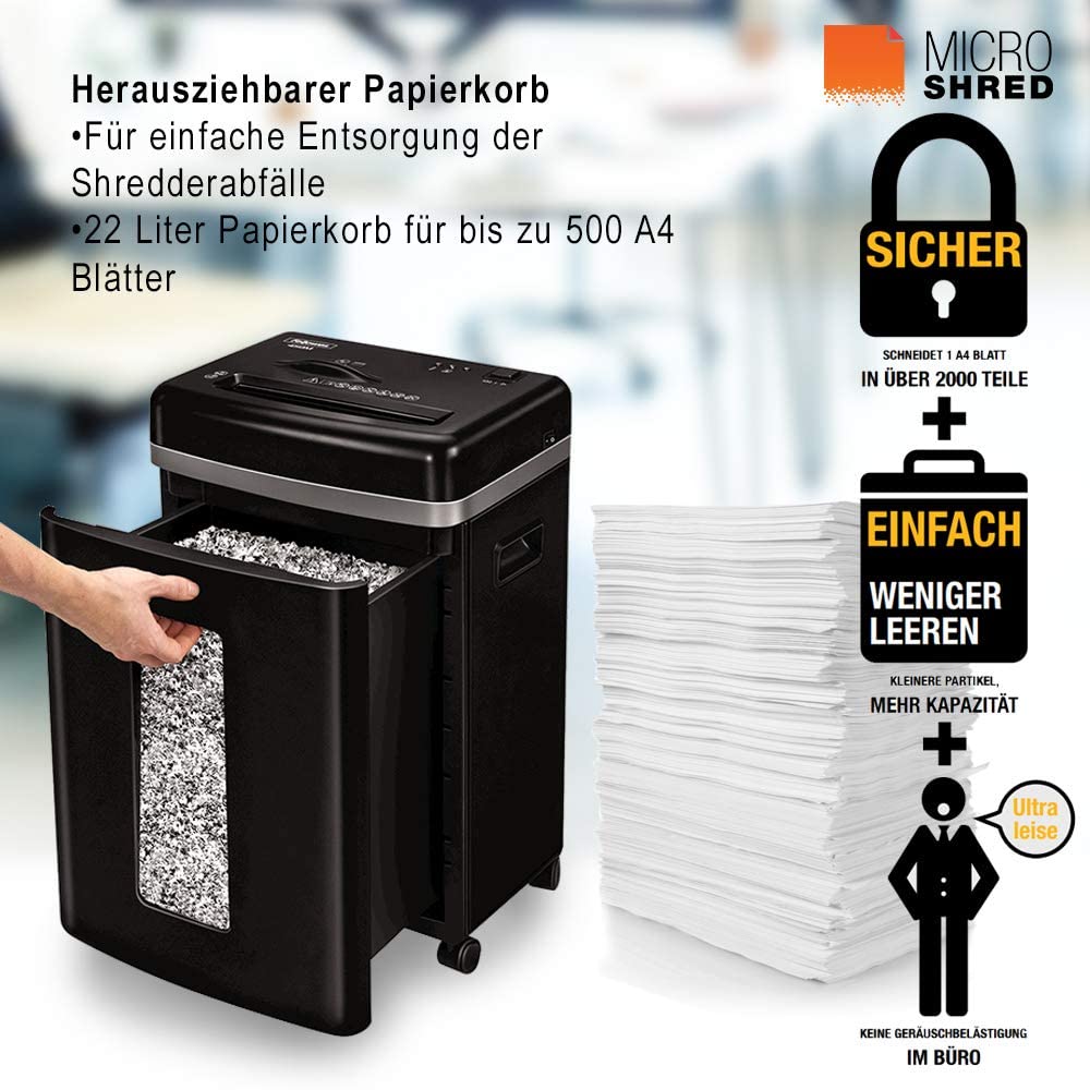 Fellowes 450M - Destructora trituradora de papel, microcorte, 9 hojas