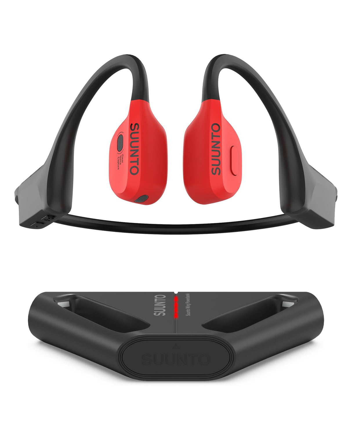 SUUNTO Wing Open-Ear Auriculares Conducción Ósea, Auriculares Deportivos Inalámbricos Bluetooth, Control Movimiento Cabeza, Micrófono HD Incorporado, Resistente al Desgaste IP67, Luces Seguridad