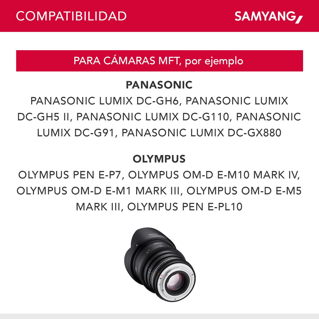 Samyang SA1514 - Lentes de Cámara Compatibles con 24MM T 1.5 MK2 MFT, Negro