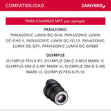 Samyang SA1514 - Lentes de Cámara Compatibles con 24MM T 1.5 MK2 MFT, Negro