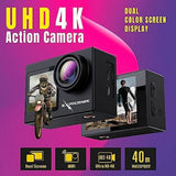 Exprotrek Cámara de acción 4K con Pantalla táctil, EIS Gran Angular de 170°, cámara subacuática Impermeable de 40 m, cámara Deportiva de Control Remoto con Kit de Accesorios para Casco