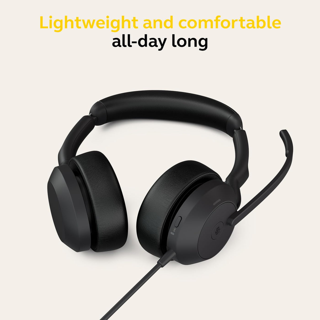 Jabra Evolve2 50 - Auriculares estéreo con Cable, tecnología AirComfort, micrófonos con cancelación de Ruido y cancelación Activa de Ruido, Certificado MS Teams, Funciona con Todas Las demás