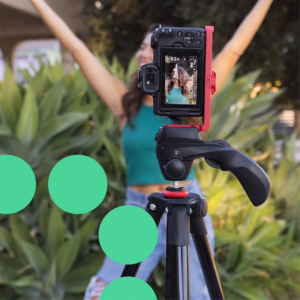 JOBY Compact Action Tripod, Trípode de Cámara con Rótula, Montura Universal de Liberación Rápida ¼-20 pulg. y Bolsa, para CSC, DSLR, Sin Espejo, Teléfono Móvil, Negro para Fotografía, Vídeo, Vlogging