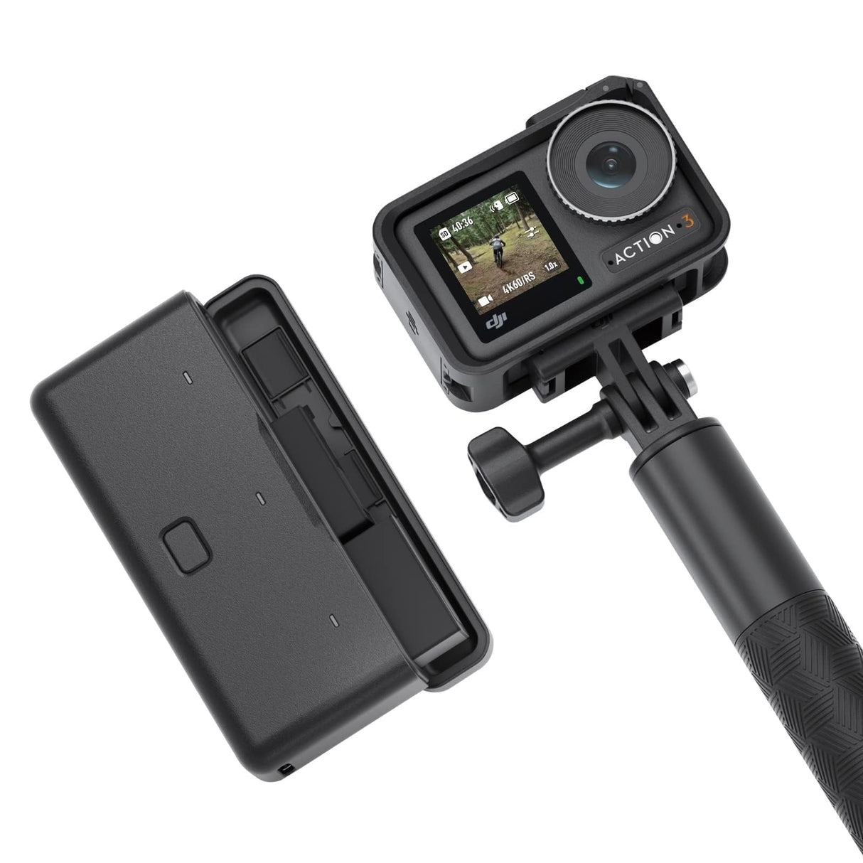 DJI Pack Aventura Osmo Action 3 - Cámara de acción 4K/120 fps, FOV superamplio, HorizonSteady, resistente al frío, gran autonomía, soporte vertical, sumergible a 16 m, videoblogs, brazo extensible