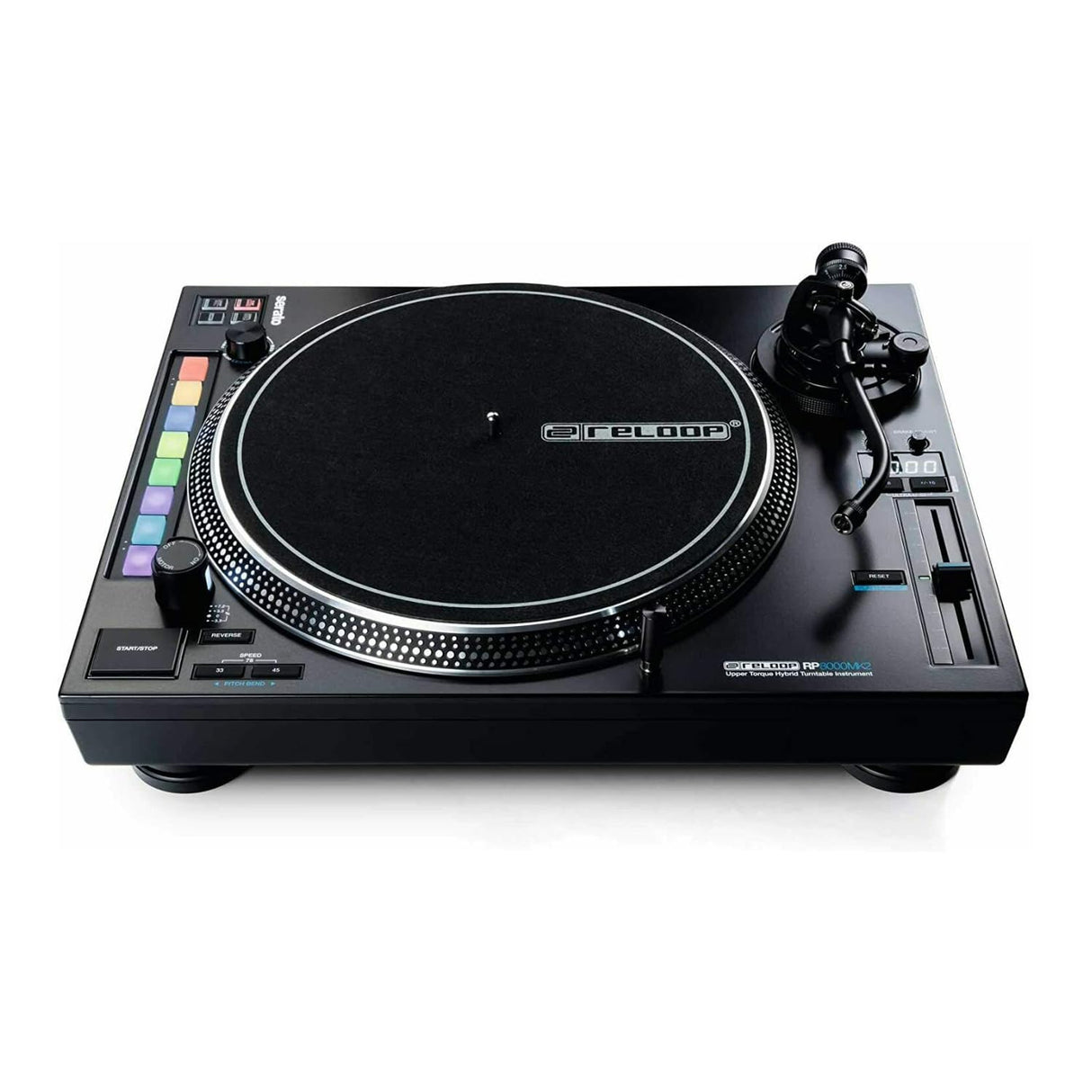 Reloop RP-8000 MK2 Giradiscos para DJ, 7 modos de funcionamiento codificados por colores RGB, Platter Play: controla la velocidad del giradiscos