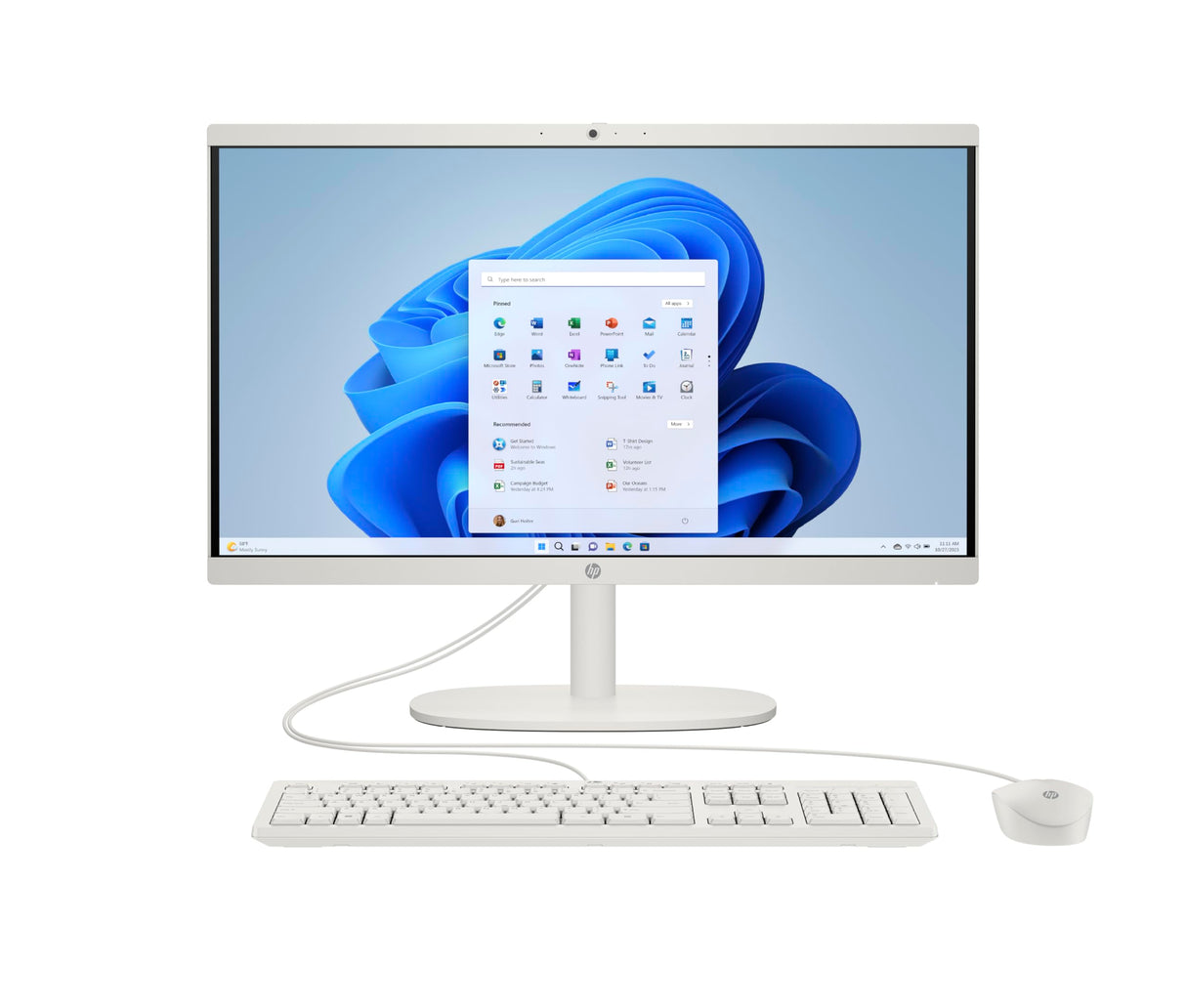 HP All-in-One 22-dg0014ns - Ordenador de 21.5" (Intel N100, 8GB RAM, 256GB SSD, Intel UHD Graphics, Windows) - White - Teclado QWERTY Español