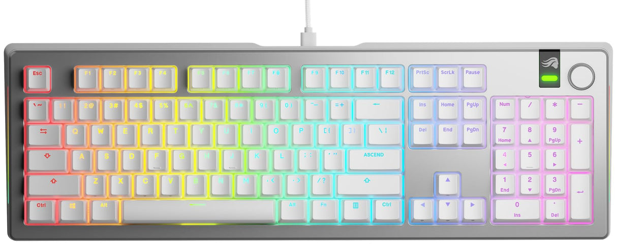 Glorious Gaming GMMK 3 Pro: anpassat mekaniskt tangentbord, 100% fullstorlek, modulärt aluminiumhölje Och packningssystem, utbytbara MX-brytare, ljuddämpande skum, USA QWERTY - Silver