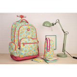 MILAN® Mochila con ruedas 6 cremalleras (25 l) serie especial Frutikis, verde y naranja