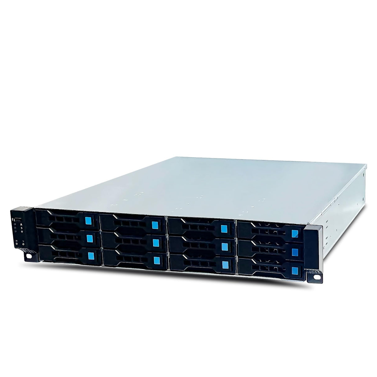 FANTEC 2563 SRC-2012X07-12G/6G 19" 4U 680mm Storage Case, 12x SAS/SATA Slots with 2 Status Leds Each, Slots for 3.5" and 2.5" Data Carriers, 1x USB 2 Port, 3X 80mm Fan