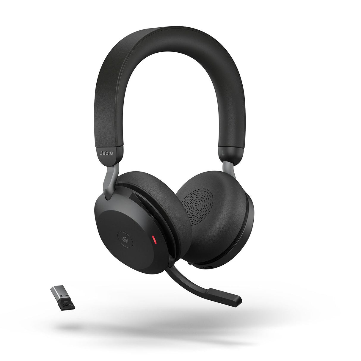 Jabra Evolve2 75 Auriculares Estéreo Inalámbricos para PC con tecnología de 8 micrófonos-Auriculares de Doble Espuma y Cancelación de Ruido Activa, Adaptador Bluetooth USB-A-Para MS Teams-Negro