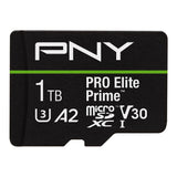 PNY Tarjeta microSDXC 1TB Pro Elite Prime Class 10 U3 V30 A2 + Adaptador SD - hasta 200MB/s, Class 10, U3, V30, A2, 4K UHD, Full HD, UHS-I
