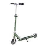 Globber - Flow Element Lights - Patinete Plegable de 2 Ruedas con luz LED, Freno Trasero y Manillar Ajustable, Desde los 5 años, para niños y Adolescentes - Verde Oliva