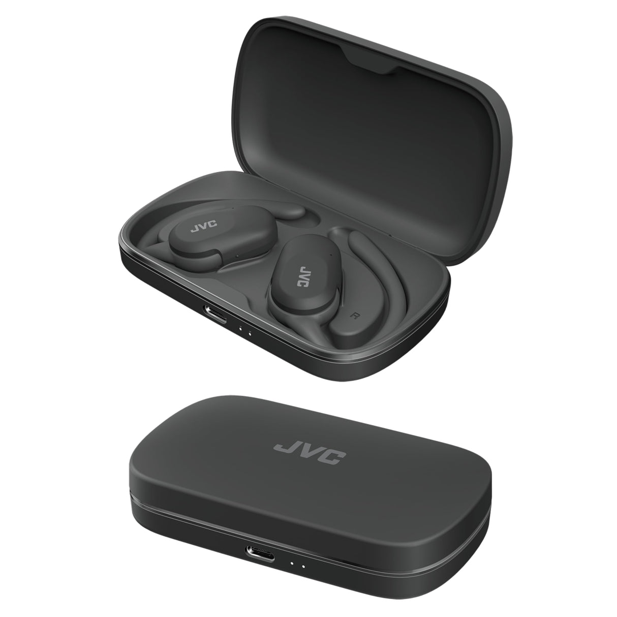 JVC Auriculares Inalámbricos Bluetooth | 26h de Batería y Carga Rápida | Oido Abierto | Ligeros y Resistentes a Salpicaduras | Ideales para el Deporte y Control Táctil - HA-NP40T (Negro)