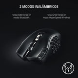 Razer Naga V2 HyperSpeed - Ratón Inalámbrico Ergonómico para Juegos MMO, 19 Botones Programables, Hyperspeed, hasta 250 Horas de Duración De La Batería, Sensor Óptico Focus Pro 30K, Negro