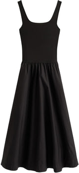 Tommy Hilfiger Vestido Mujer Rib Midi Mix Fit & Flare, Negro (Black), 3XL
