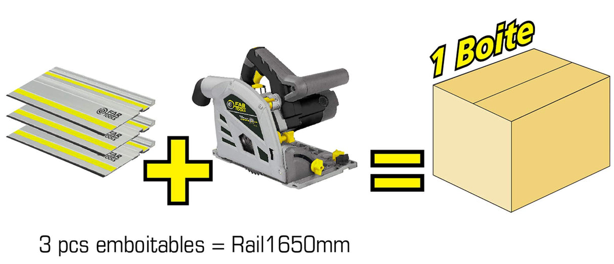 Fartools CS 165R - Sierra circular sobre riel, 1650 mm, 1200 W, color negro