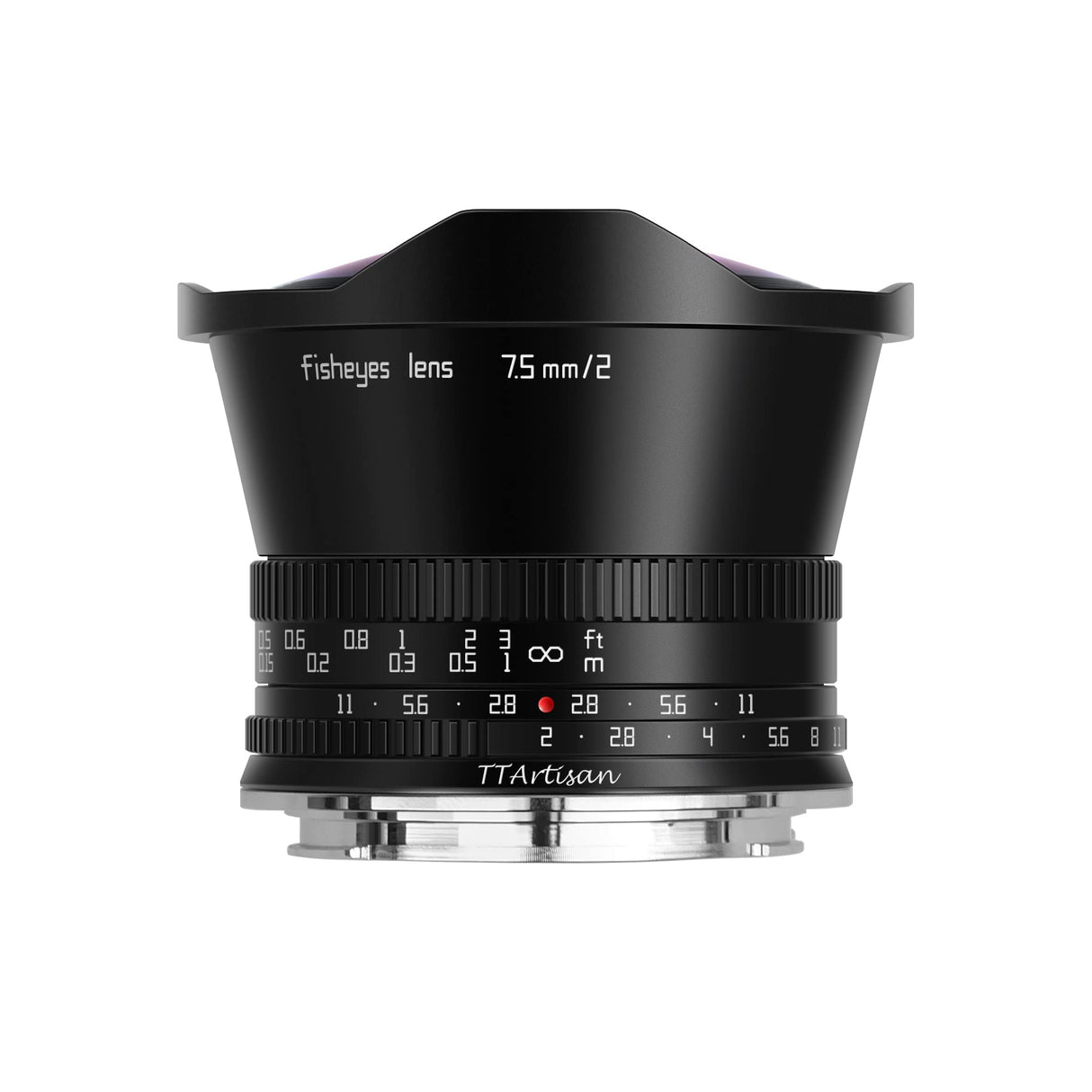 TT Artisan Conector de Objetivo de 7,5 mm F2.0 APS-C para cámara Panasonic Leica L Sigma Mount Negro, Objetivo Gran Angular con ángulo de visión de 180 Grados
