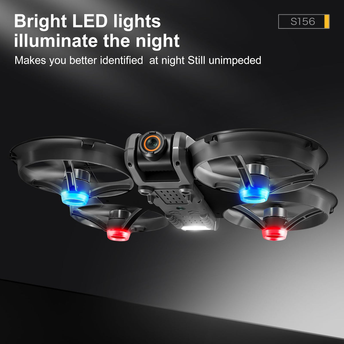 OBEST Drone con cámaras dobles, control remoto de pantalla de 4,5 pulgadas, juguete volador con luz nocturna LED, cámara ajustable de 90°, con tarjeta SD, 2 baterías
