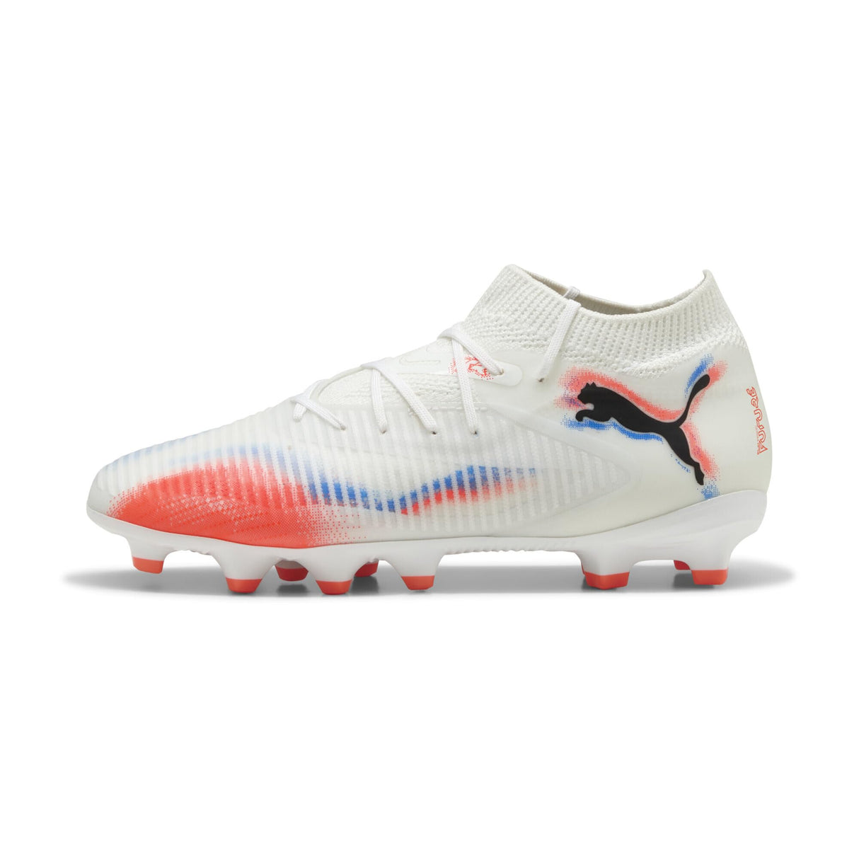 PUMA Future 8 Pro FG/AG Jr - Tenis de fútbol Unisex para niños, Puma Blanco Puma Negro Rojo Brillante, 34 EU