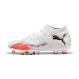 PUMA Future 8 Pro FG/AG Jr - Tenis de fútbol Unisex para niños, Puma Blanco Puma Negro Rojo Brillante, 34 EU