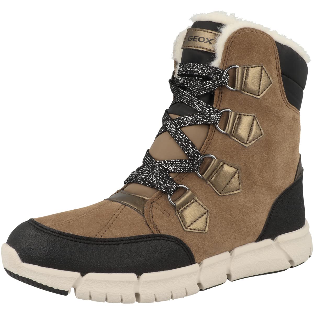 Geox J Flexyper Girl B Ab, Botines para Niña, Multicolor (Whisky/Black), 29 EU