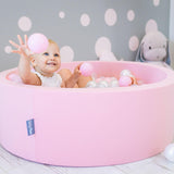 KiddyMoon 90X30cm/200 Bolas ∅ 7Cm Piscina De Bolas para Ninos Hecha En La UE, Rosa:Rosa Clr/Perla/Transparente