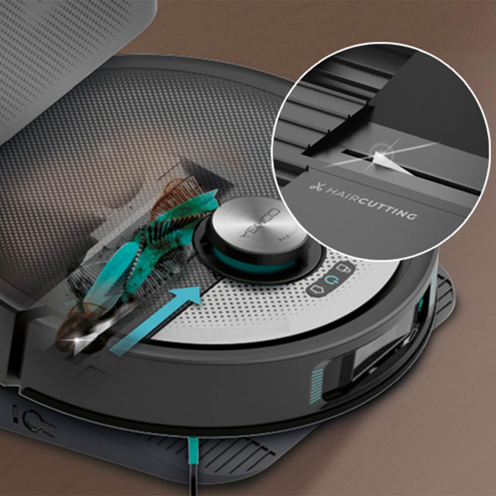 Cecotec Robot Aspirador y Friegasuelos con Base Autovaciado y App Conga 20090 ProAI InfinitySoap Cut&SPA Essential. 8000Pa, Tecnología Láser, Detección de Objetos, Tecnología Hair Cutting
