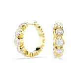 Swarovski Pendientes de aro Imber, Talla redonda, Blancos, Baño tono oro