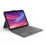 Logitech Combo Touch, funda con teclado extraíble para iPad (10.a generación) y A16)gran trackpad de precisión, teclado retroiluminado de tamaño normal y tecnología Smart Connector,QWERTY ESP - Gris