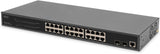 DIGITUS 27 Port Managed Gigabit PoE Network Switch - 24 Ports RJ45-2 SFP Ports - 1 Console Port - 450W PoE Budget - Features L2-19 Inch
