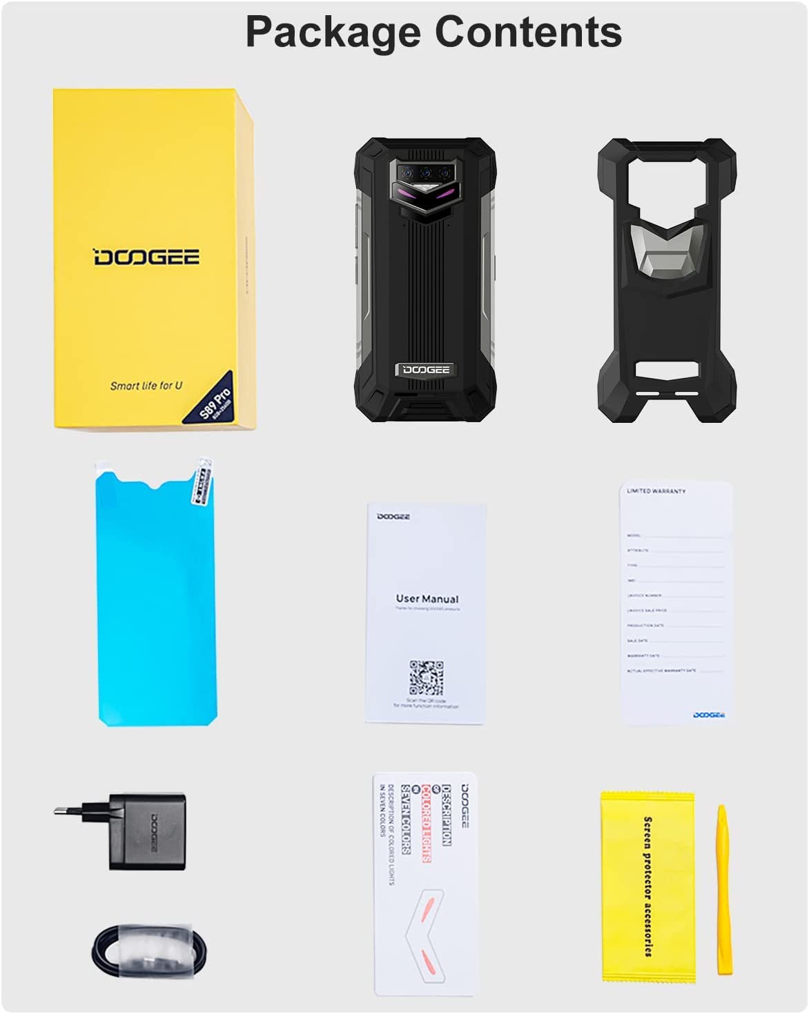 DOOGEE S89 Pro Móvil Resistente 12000mAh, 8GB + 256GB, Cámara Triples 64MP+Visión Nocturna 20MP, 6.3 FHD+, IP68/IP69K 4G Telefono Móvil Android 12, OTG/NFC/GPS, Carga Inalámbrica