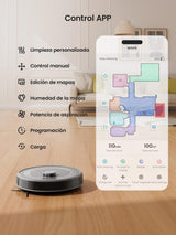 LEFANT M2S Robot Aspirador y Fregasuelos con Detección de Obstáculos 190° PSD, Navegación dToF, 240min, 10000Pa de Succión, Limpieza Personalizada, Detección de Alfombras, Mapeo Multiplanta, Gris