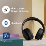 Philips Audio TAH6509BK/00 Auriculares Over-Ear inalámbricos Bluetooth con ANC, Compatible con asistentes de Voz, hasta 70 Horas de reproducción de música - Negro