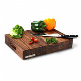 Continenta - Tabla de cocina para cortar - Hecha con madera de acacia, superficie tratada con aceite, madera maciza y emblema de metal.