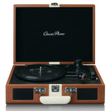 Classic Phono by Lenco TT-120 Tocadiscos - Tocadiscos con batería integrada - Bluetooth - 33, 45, 78 RPM - transmisión por correa - 2 altavoces - entrada auxiliar - salida RCA - 3,5 mm - marrón/blanco