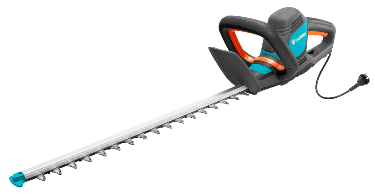 Tijeras cortasetos eléctricas ComfortCut 600/55 de GARDENA: cortasetos con motor de 600 W, cuchilla de 55 cm de longitud, separación entre dientes de 27 mm, protector contra impactos (9834-20)