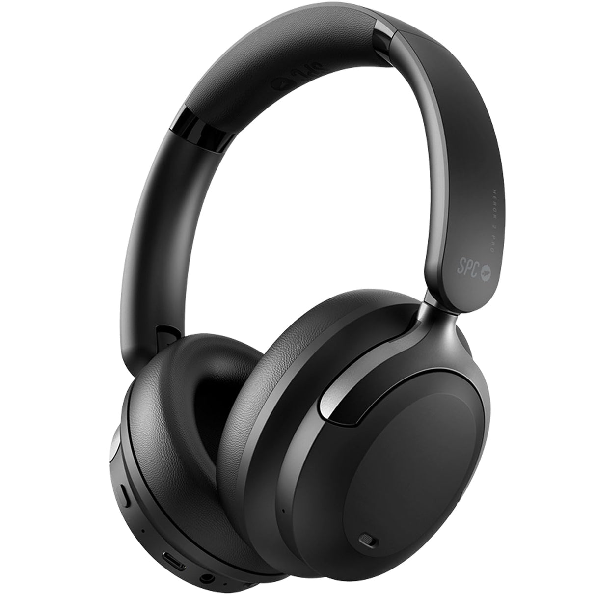 SPC Heron 2 Pro - Auriculares inalámbricos Bluetooth | Eco | 75h batería | Cancelación de Ruido (ANC) | Doble conexión simultánea | Modo Gaming | Ajustables y Plegables, Negro, plástico Reciclado