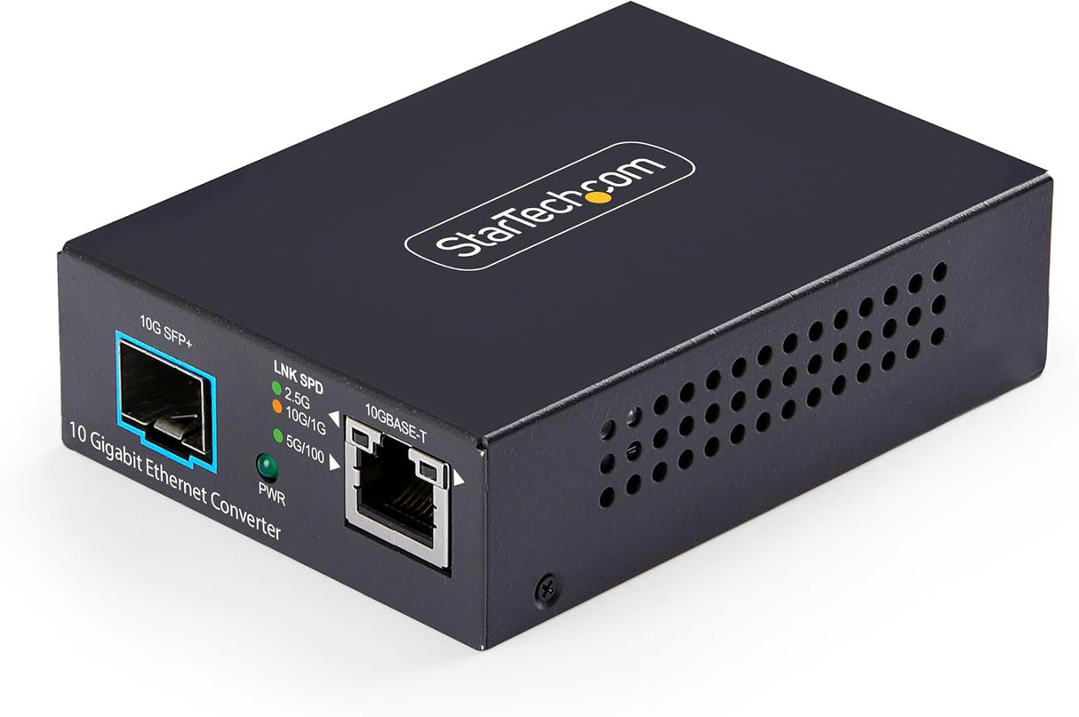 StarTech Conversor de Medios de Fibra Óptica Multigigabit 10GbE con SFP+ Abierto - Cobre a SFP+ 10GBASE-X - 10G/5G/2,5G/1G/100M - TAA