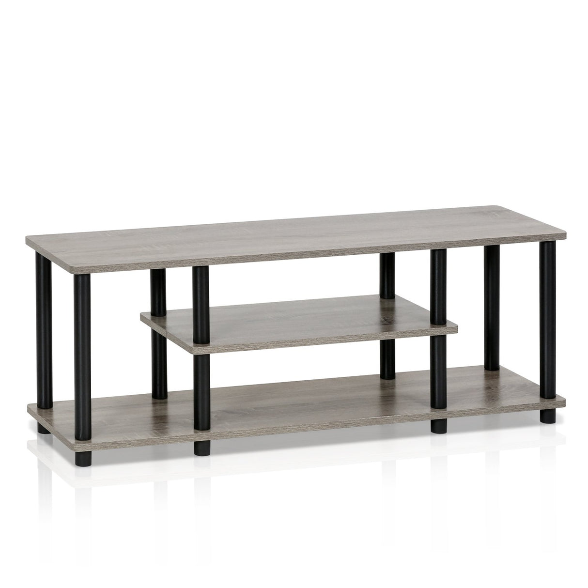 Furinno Turn-N-Tube Muebles TV sin Herramientas, Engineered Wood, Francés Roble Gris/Negro, 47