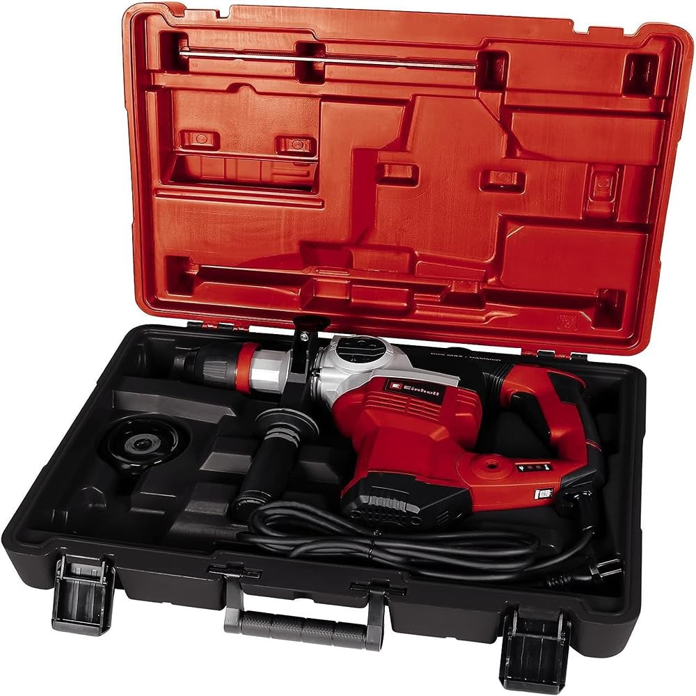 Einhell Martillo perforador TE-RH 38 3F (1050 W, intensidad de impacto 9 J, recepción SDS-Max, tope de profundidad de perforación de metal, potencia de perforación 38 mm en hormigón)