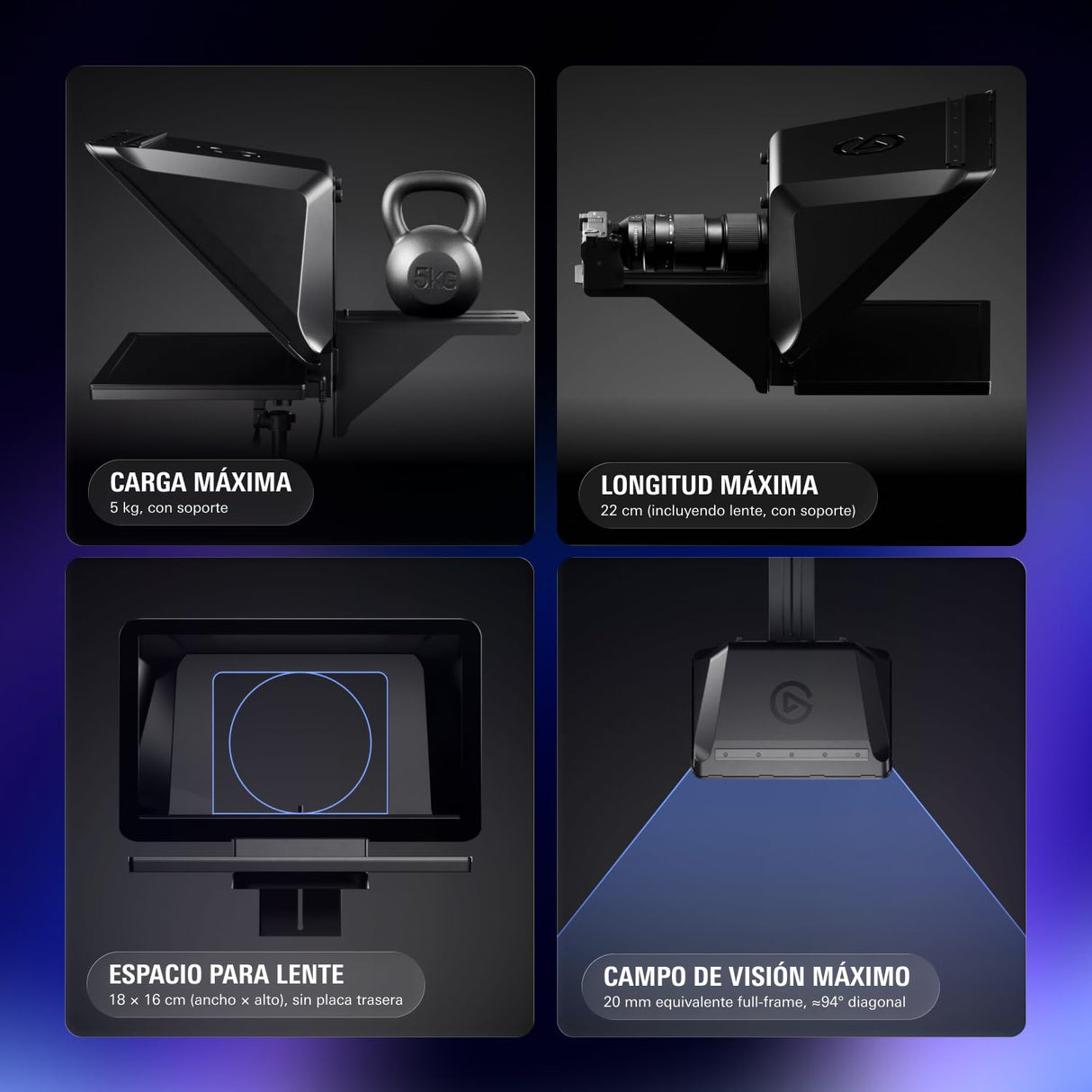 Elgato Prompter XL - Teleprompter Profesional con Pantalla Desmontable, Monitor videoconferencia, para cámaras DSLR, mirrorless, Studio - conexión USB‑C 3.2, para PC & Mac