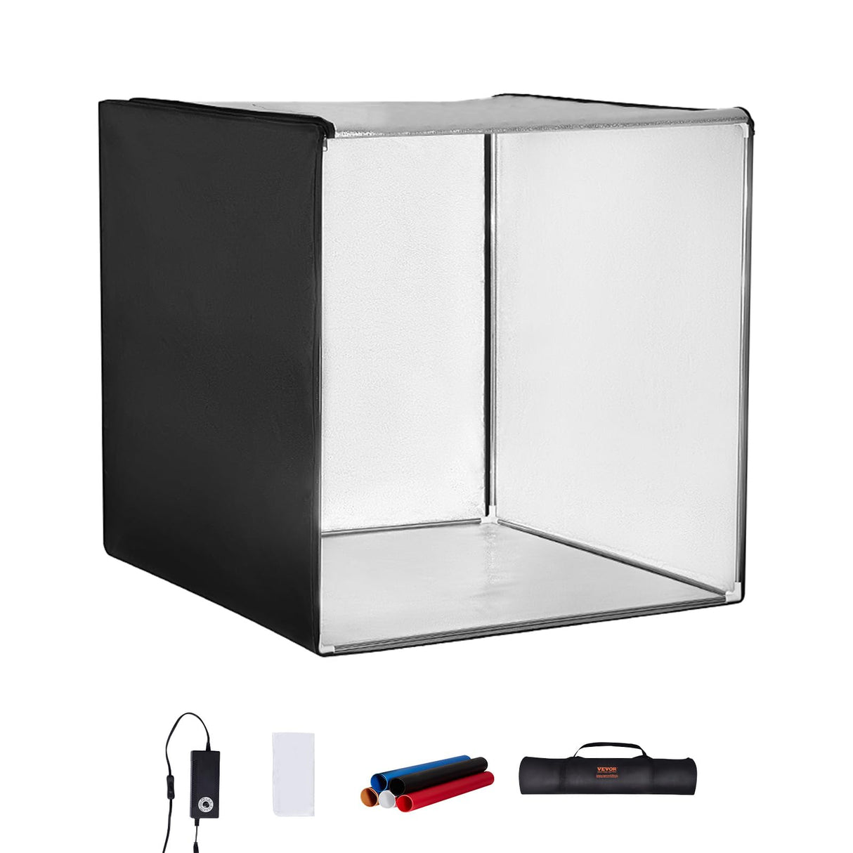 VEVOR Caja de Luz para Estudio Fotográfico 100x100 cm 5600K Caja de Fotos para Fotografía 210 Luces Led 5 Fondos Adaptador de Corriente Piezas de Esquina de Tela Suave CRI ≥95 para Fotografía